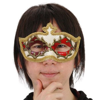 ベネチアンマスク ホーンフォックス ワインレッド/レッド(金縁)