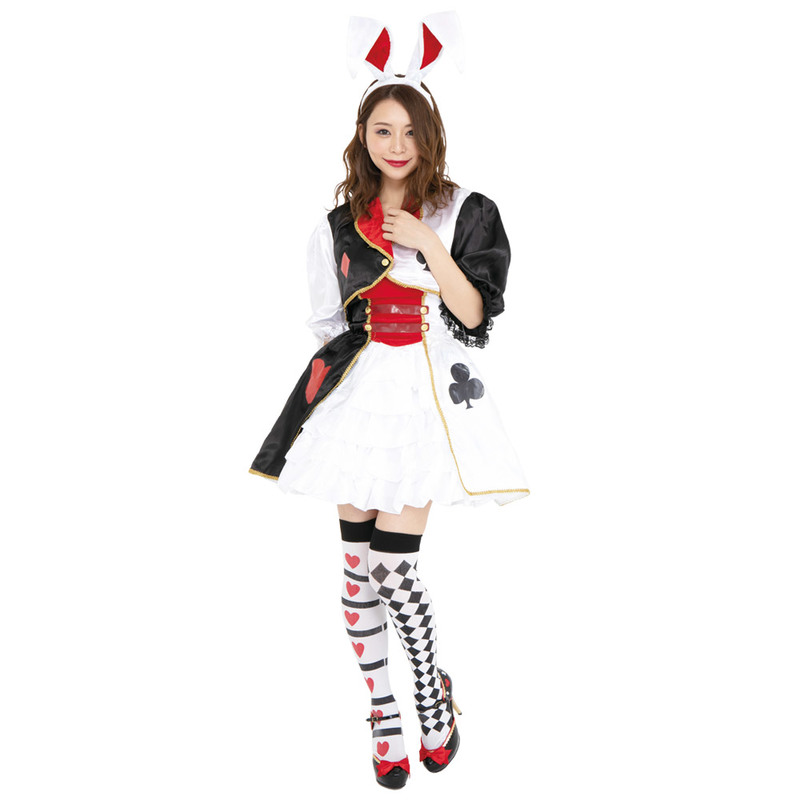 ユニエンタープライズ Club Queen Trump Bunny トランプバニー ハロウィン 仮装 衣装 コスプレ コスチューム 大人用 パーティーグッズ 余興 童話 おとぎ話 不思議の国のアリス 動物 アニマル 女性用 レディース 白うさぎ ウサギ 兎 ラビット ファッション 美容