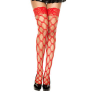 Lace top multi strands diamond net spandex thigh hi