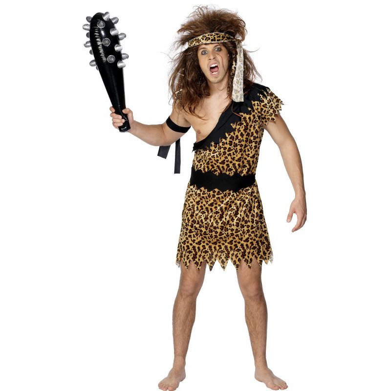 Caveman Costume Brown with Tunic Headband ＆ Armband
