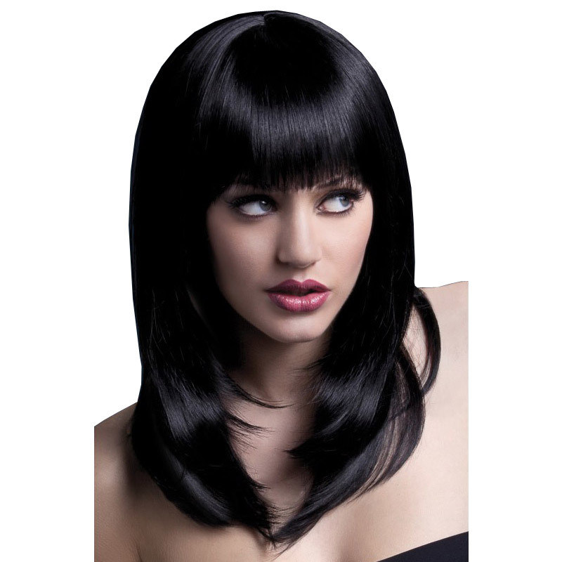 Fever Tanja Wig Black Feathered Cut with Fringe 19inch/48cm