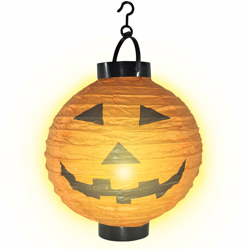 PAPER LANTERN W/ LIGHT-PUMPKIN