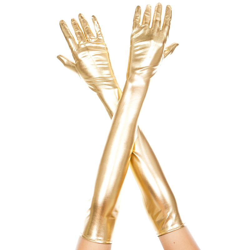 Extra long metallic gloves