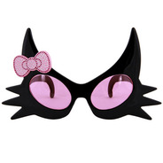 おもしろメガネ(黒猫/リボン付き) [おもしろメガネ Kitty Glasses Black]