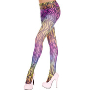 Rainbow swirl print opaque pantyhose