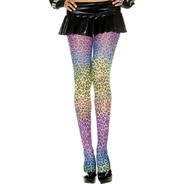 Rainbow leopard print opaque pantyhose