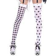 Diamond design and polka dot harlequin thigh hi