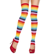 Rainbow footless acrylic thigh hi leg warmer