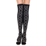 Floral and criss cross acrylic thigh hi