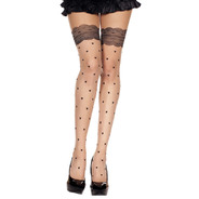 Faux heart and lace top design pantyhose