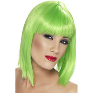 Glam Wig Neon Green Short Blunt with Fringe