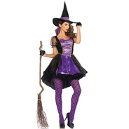 2PC.Crafty Vixen，high/low dress w/stay up collar， witch hat