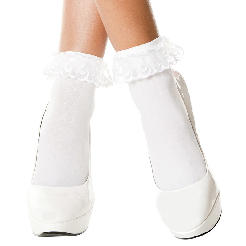 Lace ruffle opaque anklet