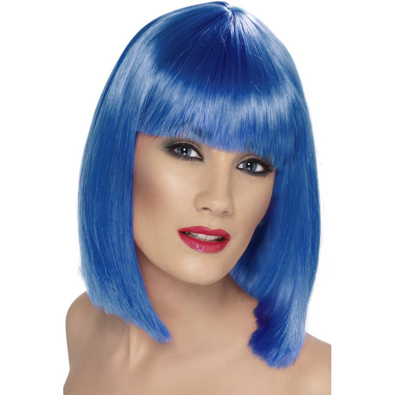 Glam Wig Blue Short Blunt with Fringe