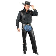 チャレッズ(Charades Costumes) チャップス＆ベスト レザーブラック 大人用(M)