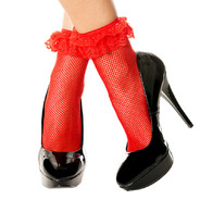 Fishnet anklet with ruffle trim