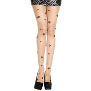 Star print spandex sheer pantyhose