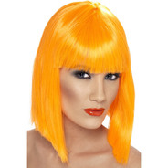 Glam Wig Neon Orange Short Blunt with Fringe