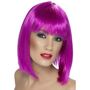 Glam Wig Neon Purple Short Blunt with Fringe