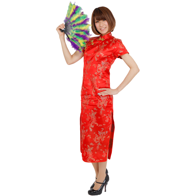 Patymo チャイナ服 ロング 赤