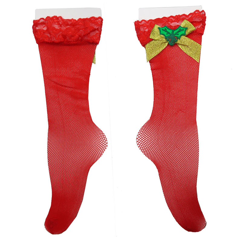 FISHNET SOCKS W/MISTLETOE