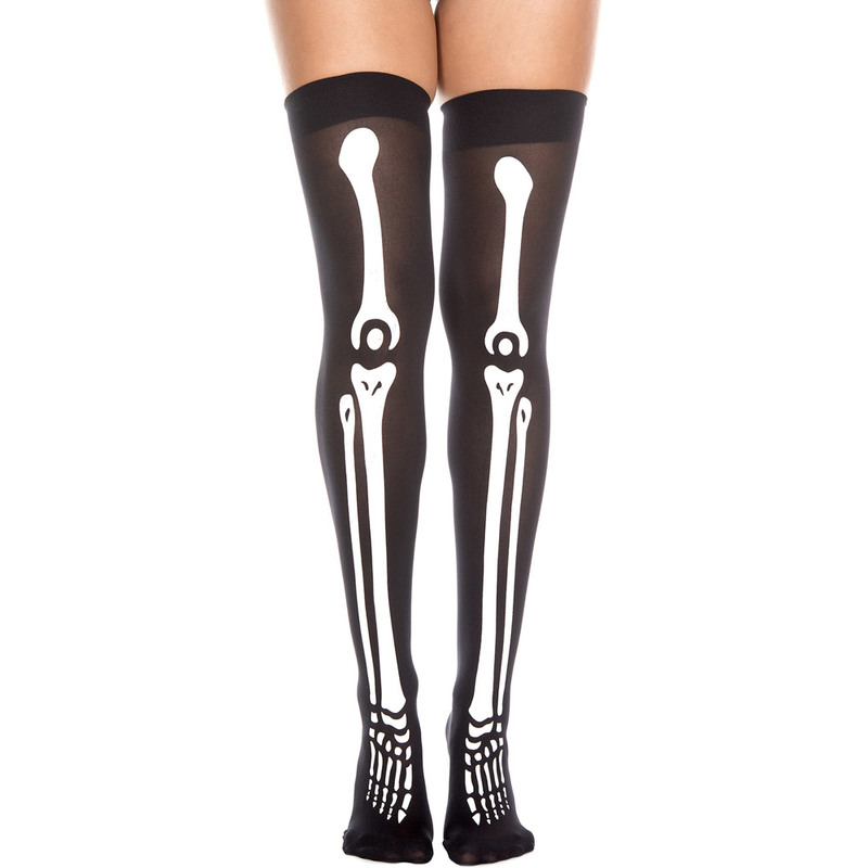 Skeleton print thigh hi