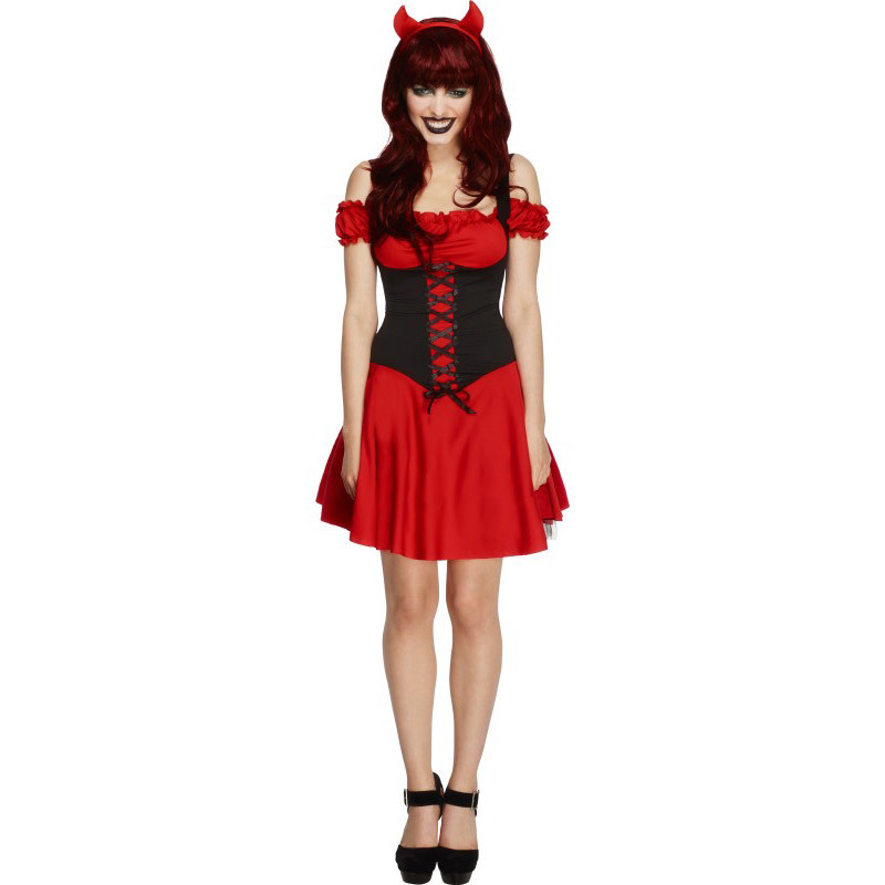 Fever Wicked Devil Costume Red with Dress Attached Underskirt and Horns