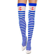 Anchor print stripes opaque thigh hi